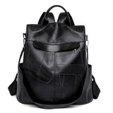 Anti-Theft Leather Backpack for Women Travel Rucksack
