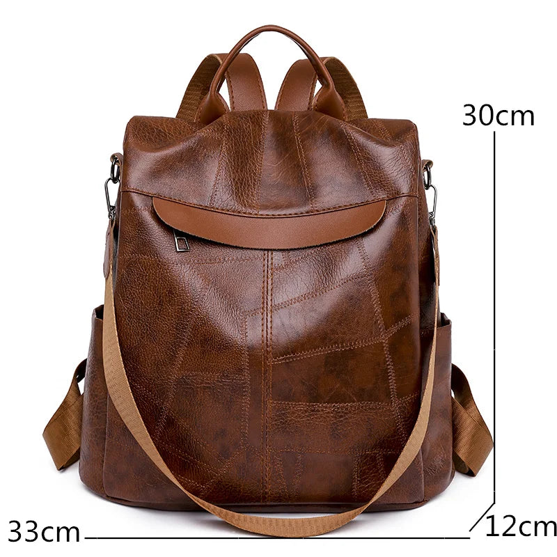 Leather Travel Backpack Anti Theft Rucksack