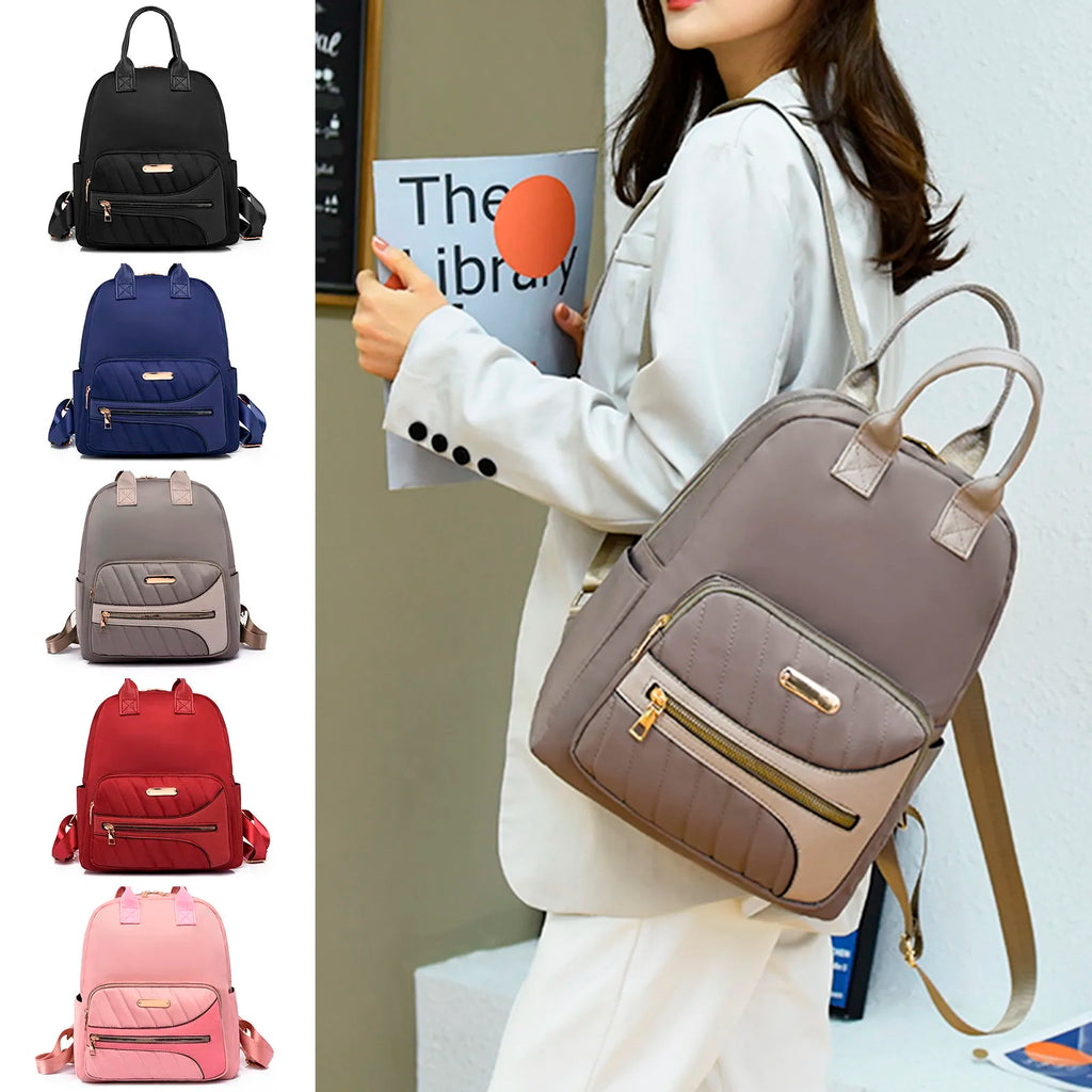 Leather Backpack Ladies Zipper Backpack Teenager School Bag Women Bag