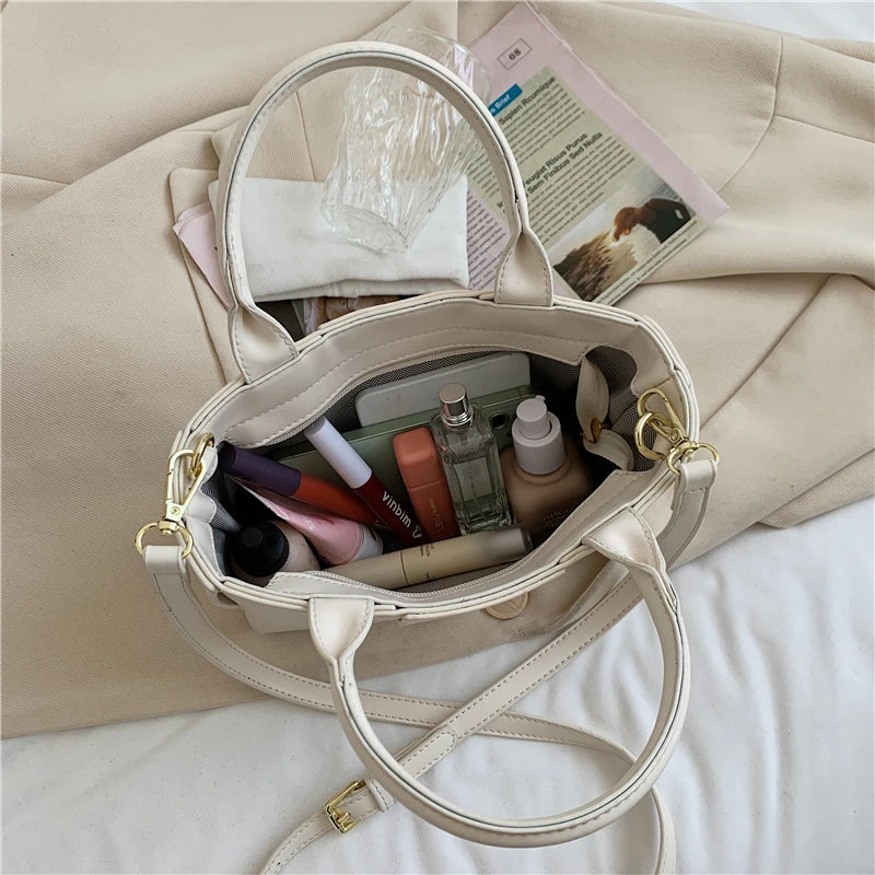 Leather Knitting Shoulder Bags Cross Body Tote Bag