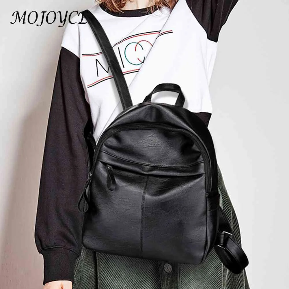 Vintage Leather Women Backpack School Book Bag Teenager College Knapsack