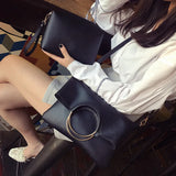 Leather Women Handbag Set Metal Handle Tote Shoulder Crossbody Messenger Clutch