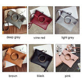 Leather Women Handbag Set Metal Handle Tote Shoulder Crossbody Messenger Clutch
