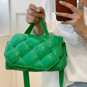 Leather Woven Crossbody Bag Small Square Totes Clutch