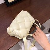 Leather Woven Crossbody Bag Small Square Totes Clutch