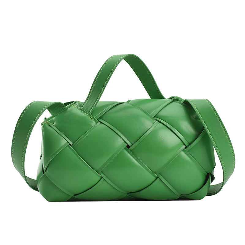 Leather Woven Crossbody Bag Small Square Totes Clutch