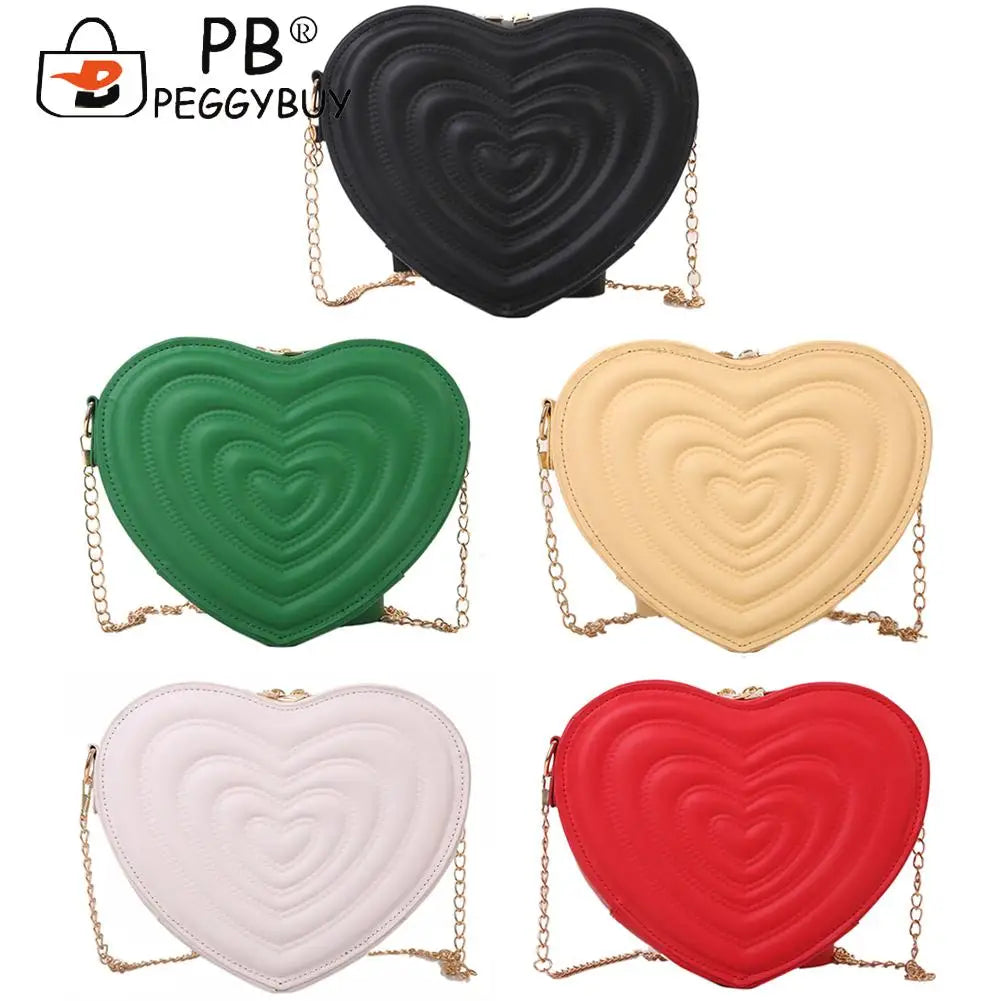 Love Hearts Mini Shoulder Bags for Women Leather Tote Crossbody Bags