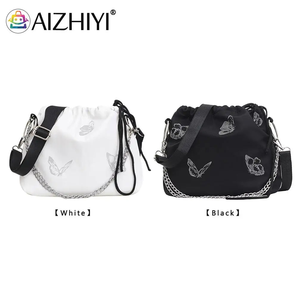 Luminous Butterfly Messenger Bag Chain Shoulder Pouch Nylon Crossbody Bag