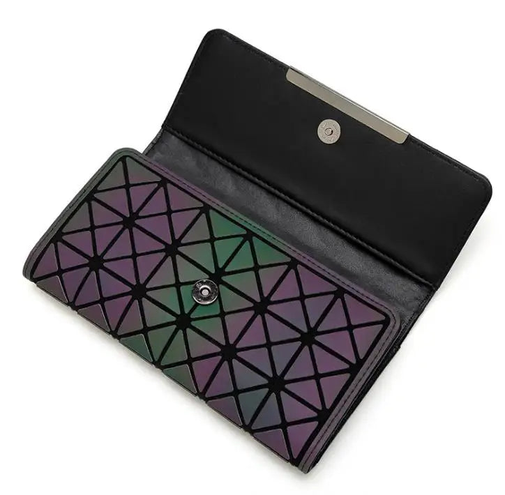 Luminous Wallet Handbag Geometric Clutch Purse Hologram