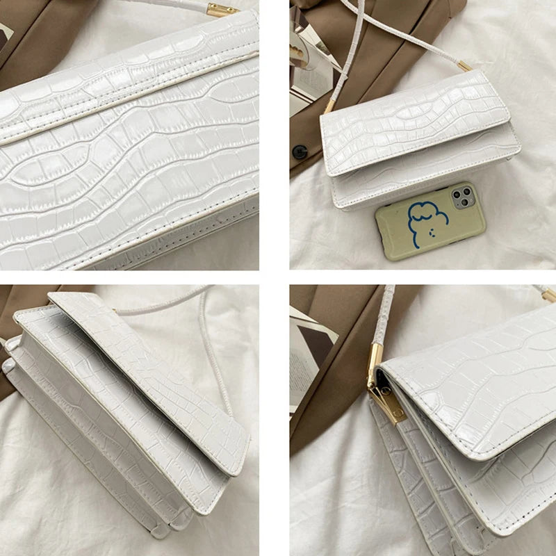 Stone Pattern Shoulder Bag Flap Ladies Hand Bags