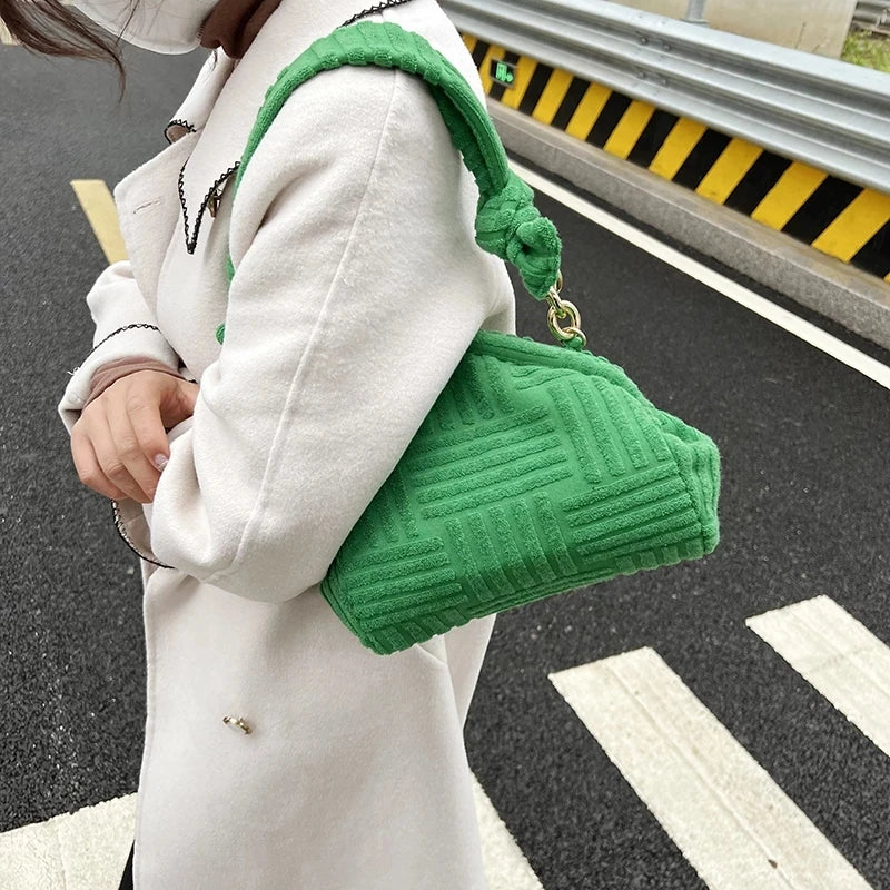 Women Towel Embossed Crossbody Bags Ladies Party Clutch