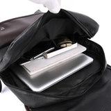 Men's Large-capacity PU Backpack School Laptop Travel Bag