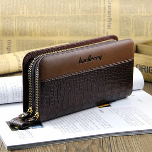 Men's Leather Long Clutch Wallet Business Money Bag
