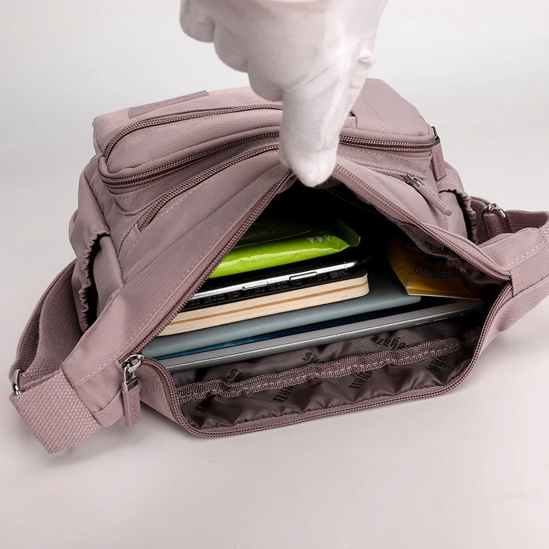 Waterproof Nylon Crossbody Bag with Pockets
