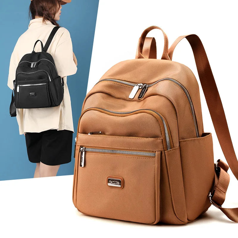 Multi-layer Women Backpacks Lightweight Student Book Bag Waterproof Nylon Travel