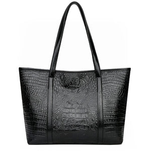 Casual Crocodile Leather Tote Bag Large Capacity Ladies Shopping Handbag