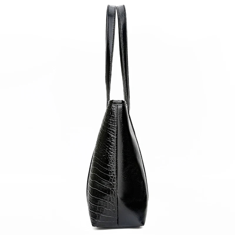 Casual Crocodile Leather Tote Bag Large Capacity Ladies Shopping Handbag