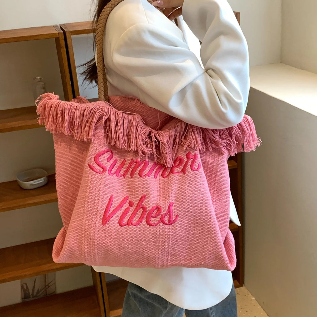 Fringe Canvas Handbags Shopping Bags Crossbody Ladies Shoulder Bags