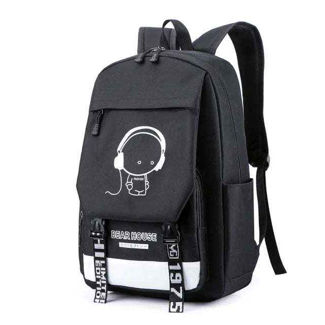 Anime Luminous School Backpack for Teenager Boys School Bag