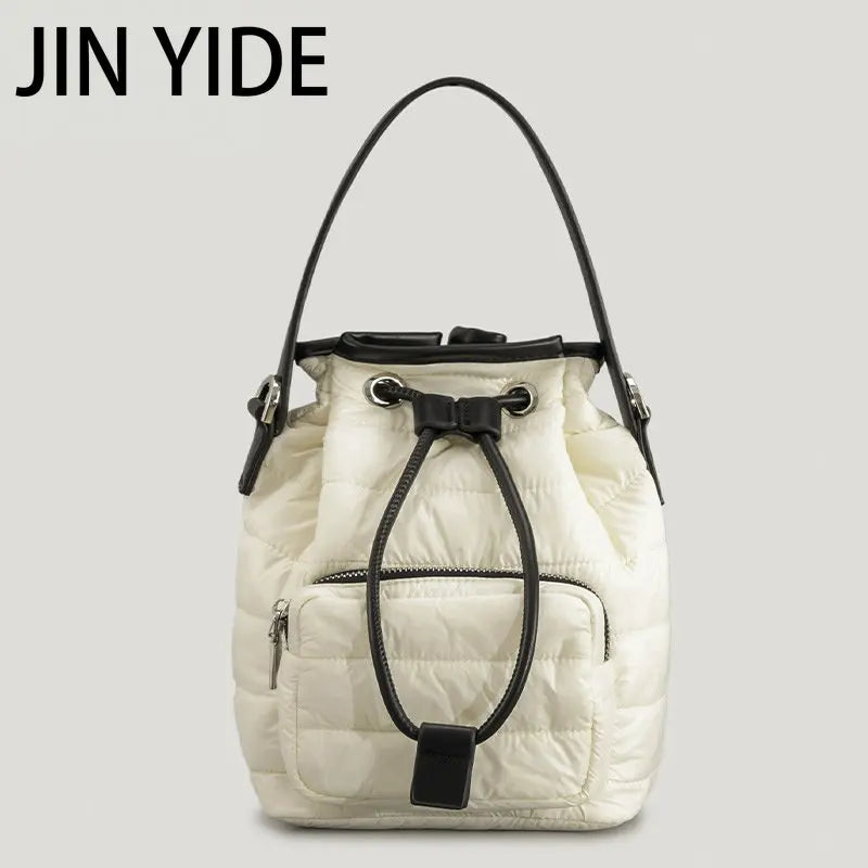 Nylon Padded Bucket Bag Quilted Shoulder Bags Lady Handbags Winter Tote Bag