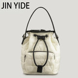 Nylon Padded Bucket Bag Quilted Shoulder Bags Lady Handbags Winter Tote Bag