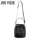 Nylon Padded Bucket Bag Quilted Shoulder Bags Lady Handbags Winter Tote Bag