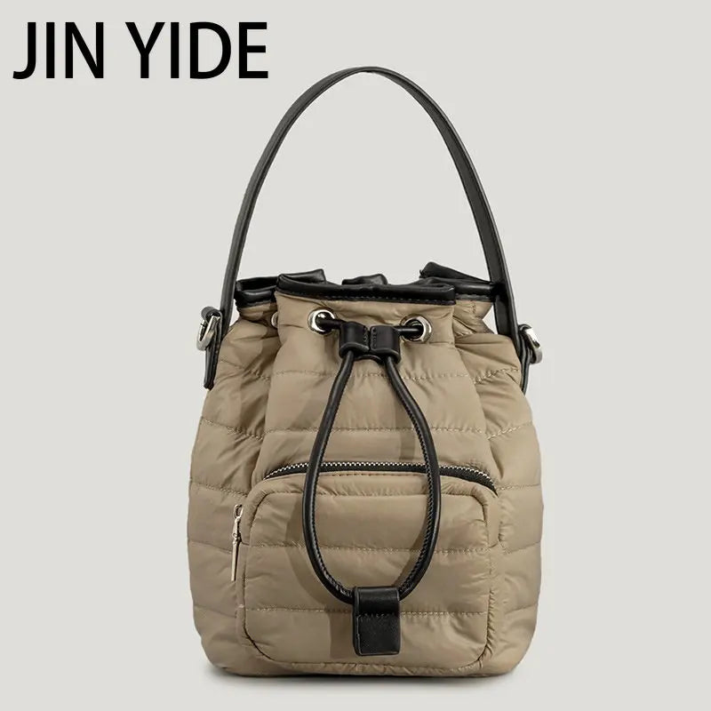 Nylon Padded Bucket Bag Quilted Shoulder Bags Lady Handbags Winter Tote Bag