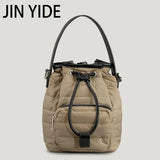 Nylon Padded Bucket Bag Quilted Shoulder Bags Lady Handbags Winter Tote Bag