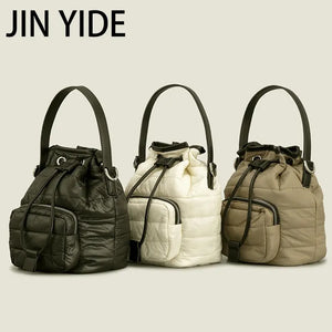Nylon Padded Bucket Bag Quilted Shoulder Bags Lady Handbags Winter Tote Bag