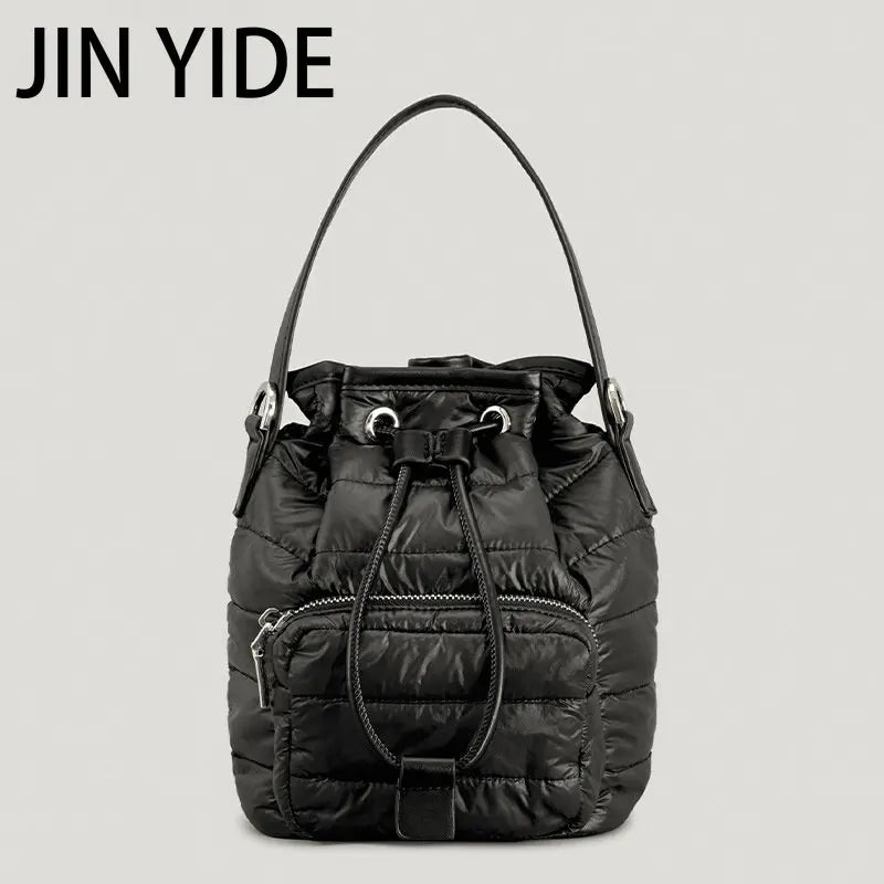 Nylon Padded Bucket Bag Quilted Shoulder Bags Lady Handbags Winter Tote Bag