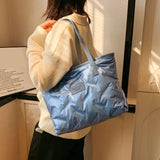 Nylon Padded Handbags Female Large Capacity Top-Handle Bags Solid Crossbody Bags