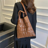 Winter Nylon Tote Handbag for Women, Cotton Padded Shoulder Bag