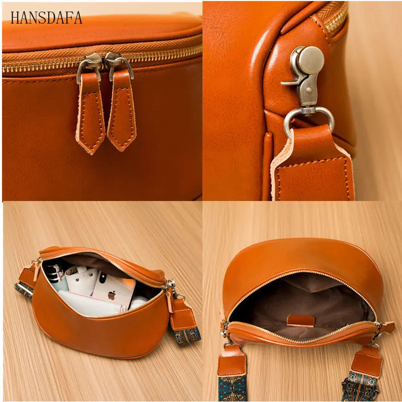 Oil Wax Leather Ladies Handbag Women Shoulder Bags Vintage