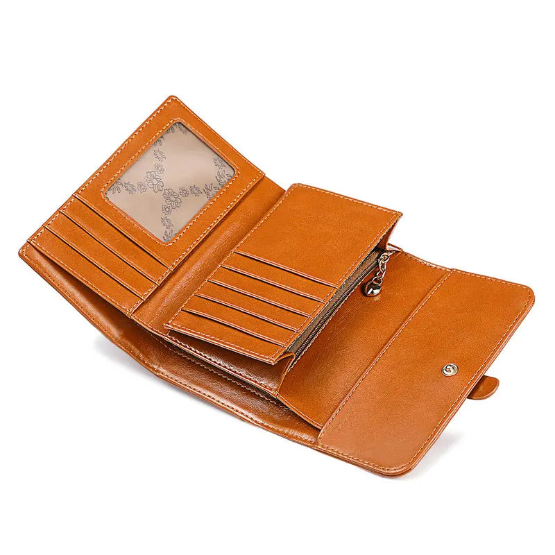 Oil Wax Leather Wallet Short Clutch Purse 3 Fold Credit Card Coin Bag RFID