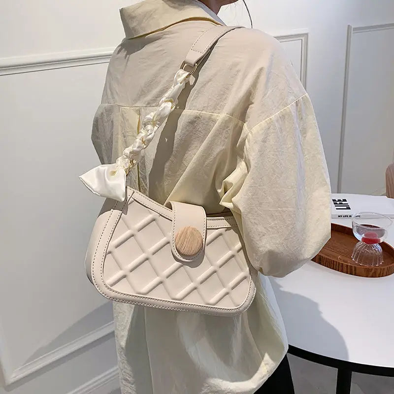 PU Leather Scarves Women Shoulder Bags High Underarm OL Cross Body Flap Bag