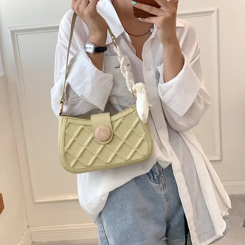 PU Leather Scarves Women Shoulder Bags High Underarm OL Cross Body Flap Bag