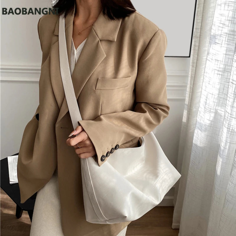 Casual Solid Large Capacity Shoulder Bag for Ladies