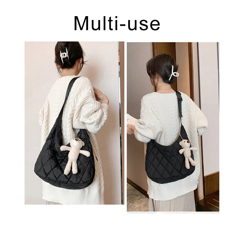 Quilted Nylon Woman Shoulder Bag Crossbody Winter Hobo