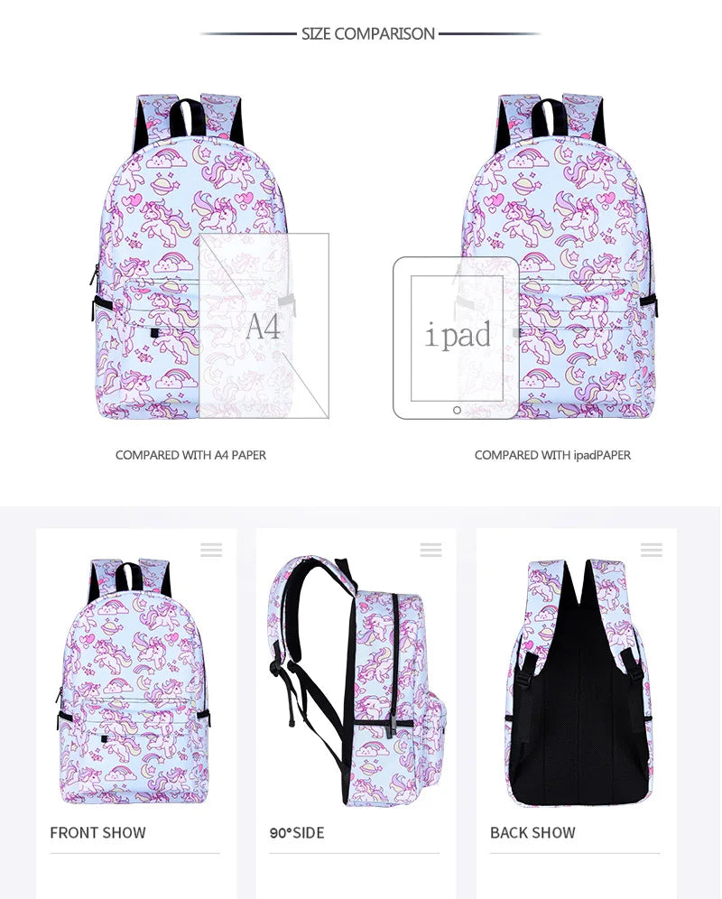 Panda Rabbit Unicorn Backpack for Teens Daily School Bags