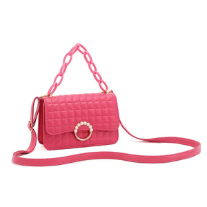 Pearls Hasp Shoulder Bag for Women PU Leather Handbags
