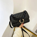 Pearls Hasp Shoulder Bag for Women PU Leather Handbags