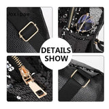 Sequins Rabbit Ears Backpack for Women Mini School Bag