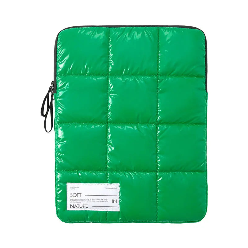 Plaid Green Puff Shoulder Bag Space Cotton Handbag Woman Fluffy Duvet Tote Bags