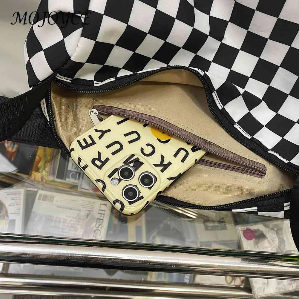 Plaid Messenger Handbag Unisex Retro Sling Bag Zipper Travel Sports