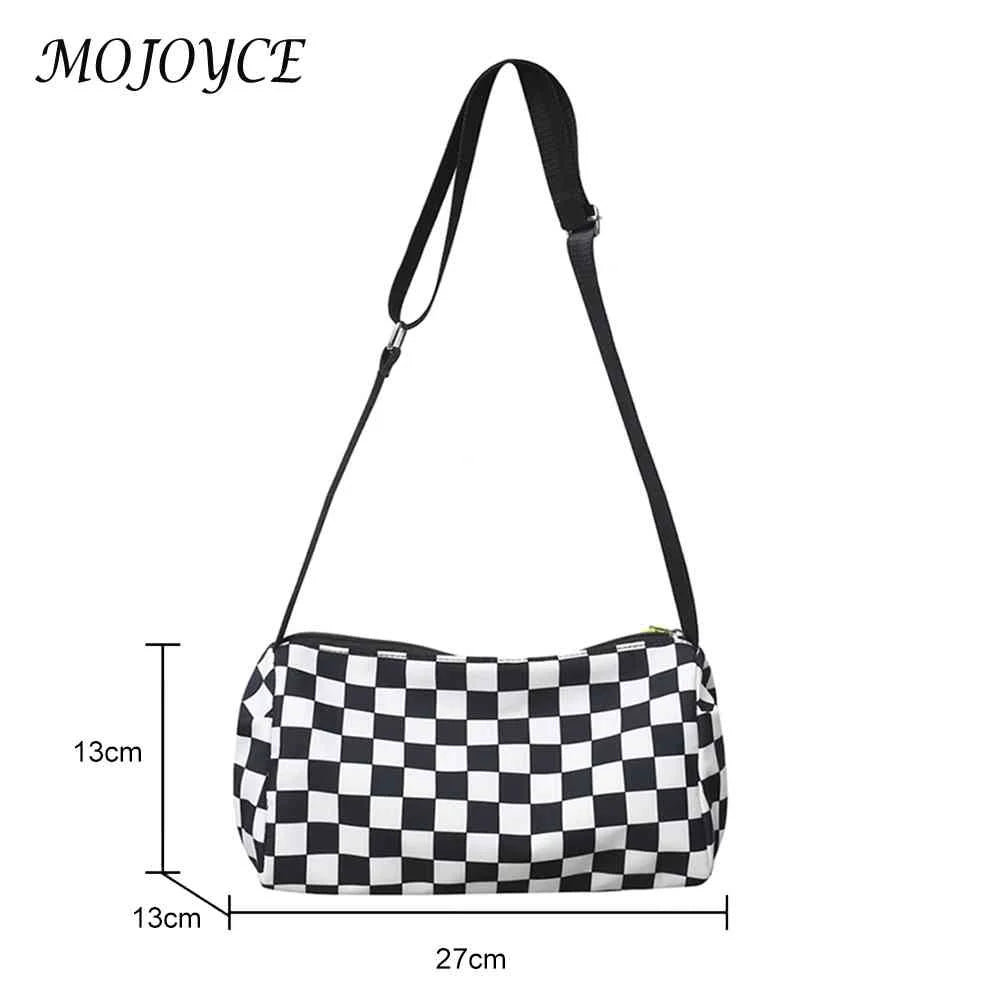 Plaid Messenger Handbag Unisex Retro Sling Bag Zipper Travel Sports