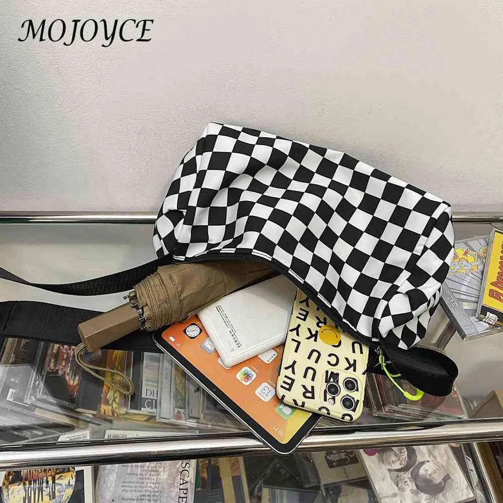 Plaid Messenger Handbag Unisex Retro Sling Bag Zipper Travel Sports