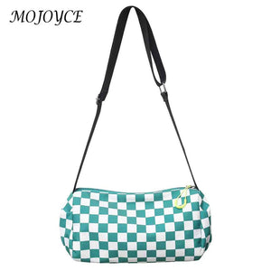 Plaid Messenger Handbag Unisex Retro Sling Bag Zipper Travel Sports