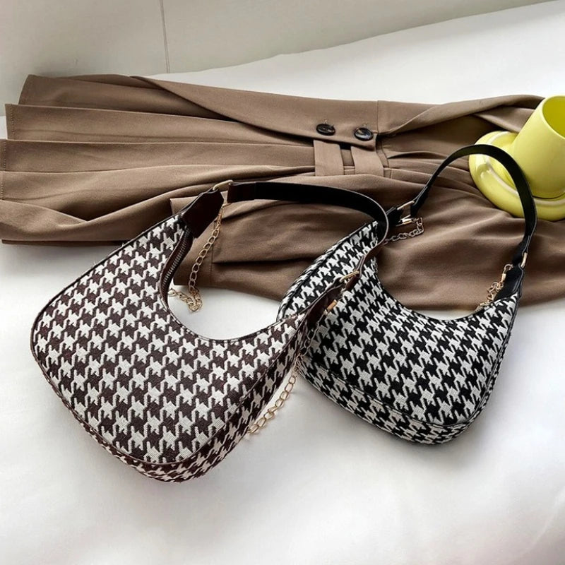 Plaid Pattern Small Shoulder Bag for Women Chain Handbag Female Travel Tote