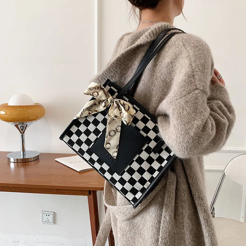 Plaid Print Women Handbag Underarm Shoulder Bags Daily Totes Purse Pouch