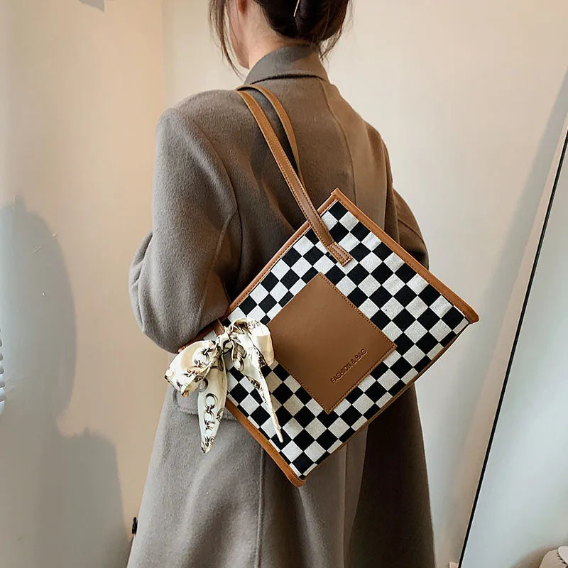 Plaid Print Women Handbag Underarm Shoulder Bags Daily Totes Purse Pouch